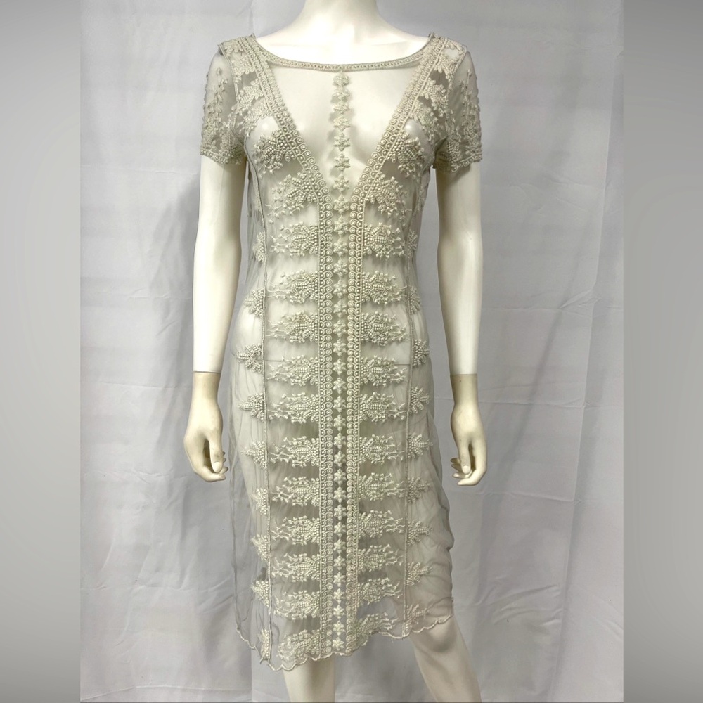 Sundance Antiqued White Lace Sheer SW Prairie Coastal Western Cowgirl Dress S - Picture 2 of 10